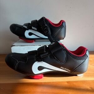 Peloton Cycling Shoes Black Red Indoor Bike Shoes with Cleats Size 38 Mens 5 W 7